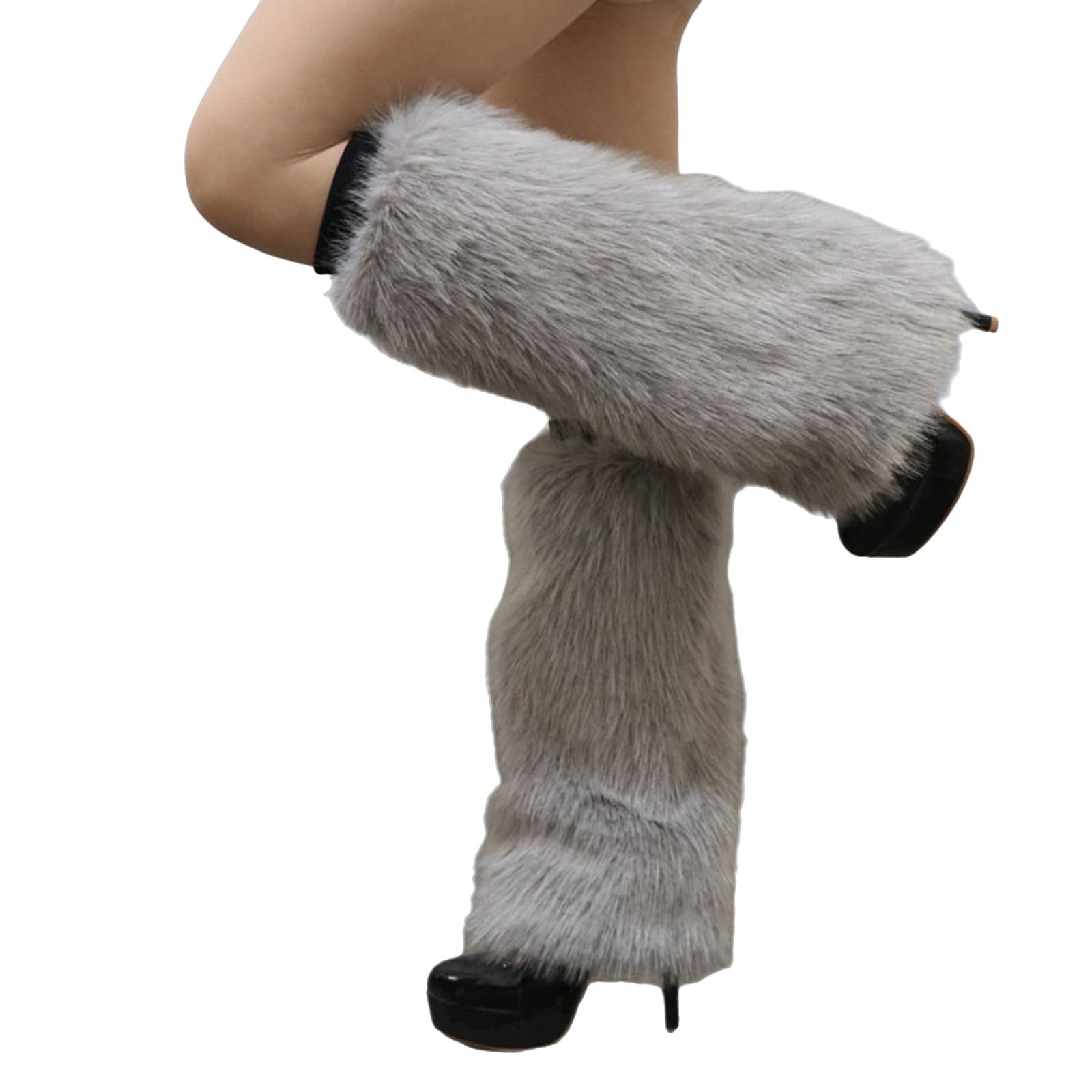 Maxtonser Plush Furry Leg Warmers for Women Cozy Winter Boot Toppers Cuffs Thermal Warm Fuzzy Foot Covers Footless Socks Gaiters