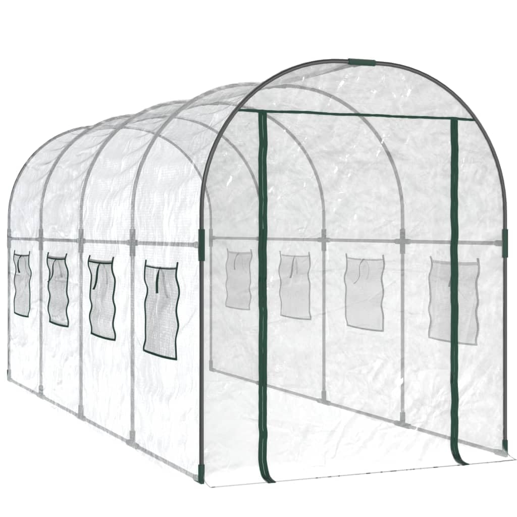 Homgoday Invernadero de Jardín Grande con Estructura de Acero y Cubierta de PVC - Protección UV y 8 Ventanas