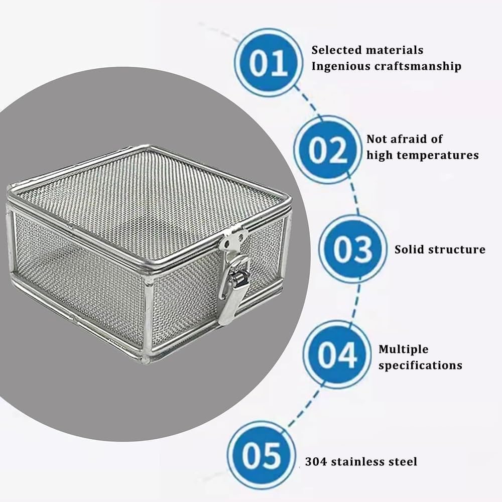 CucCe Cestello di disinfezione in acciaio inossida Cesto in acciaio inossidabile, fasce for dispositivi medici e apparecchiature di disinfezione(48 * 25 * 7cm,Mesh 1mm)