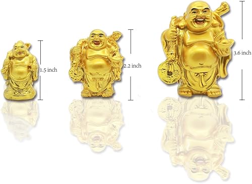 Vista 10 de BRABUD 1'' Red Resin Laughing Buddha Maitreya Figurines Collection Gift Home Office Desk Decor Flower Pot Statue Decoration Set of 6 Juego rojo