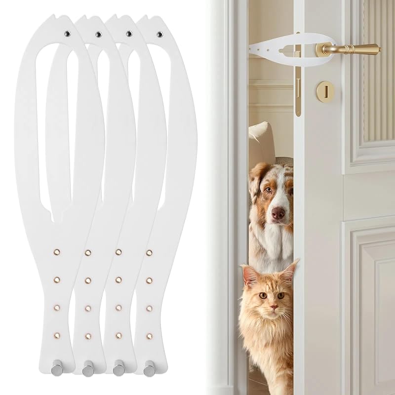 Trava para Porta de Gatos Ajustável de Plástico TGIOW Branca, Pacote com 4