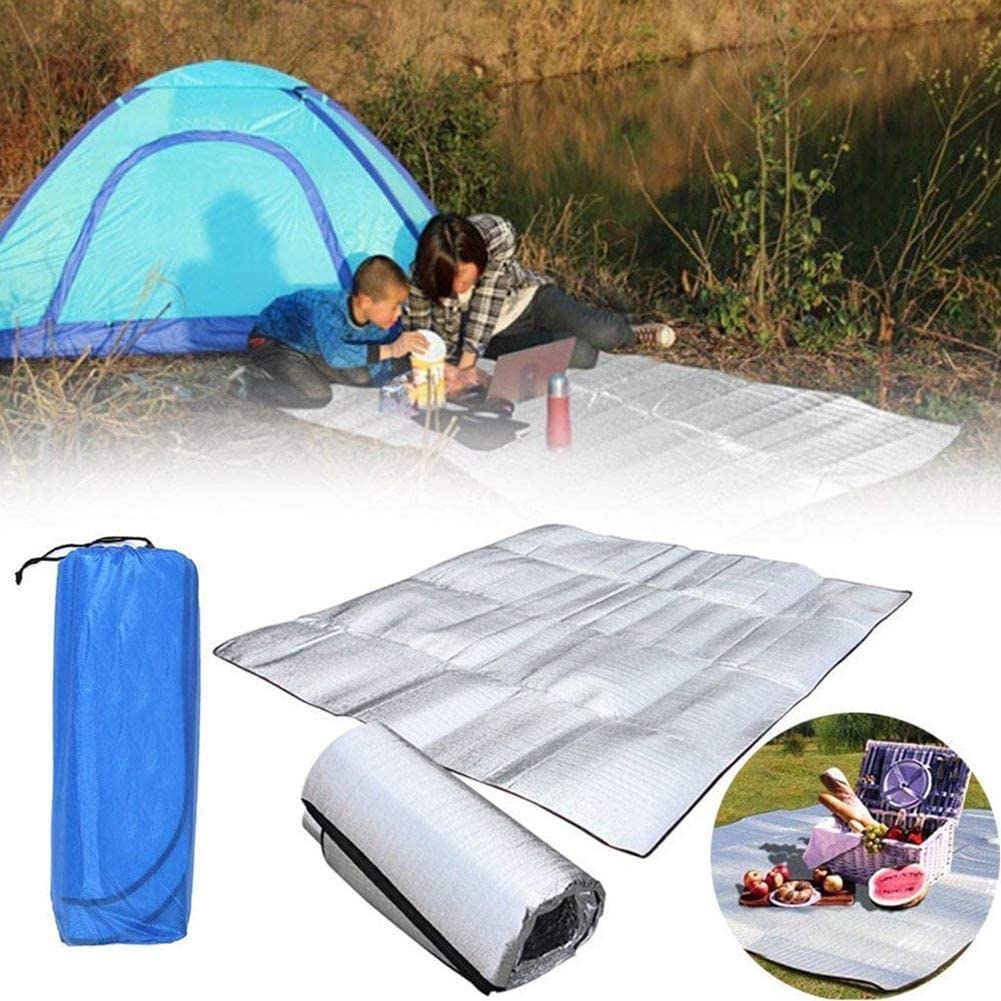 Tapis De Camping Aluminium 200x150cm - Isotherme, Imperméable - Pour Pique-nique, Plage, Bivouac