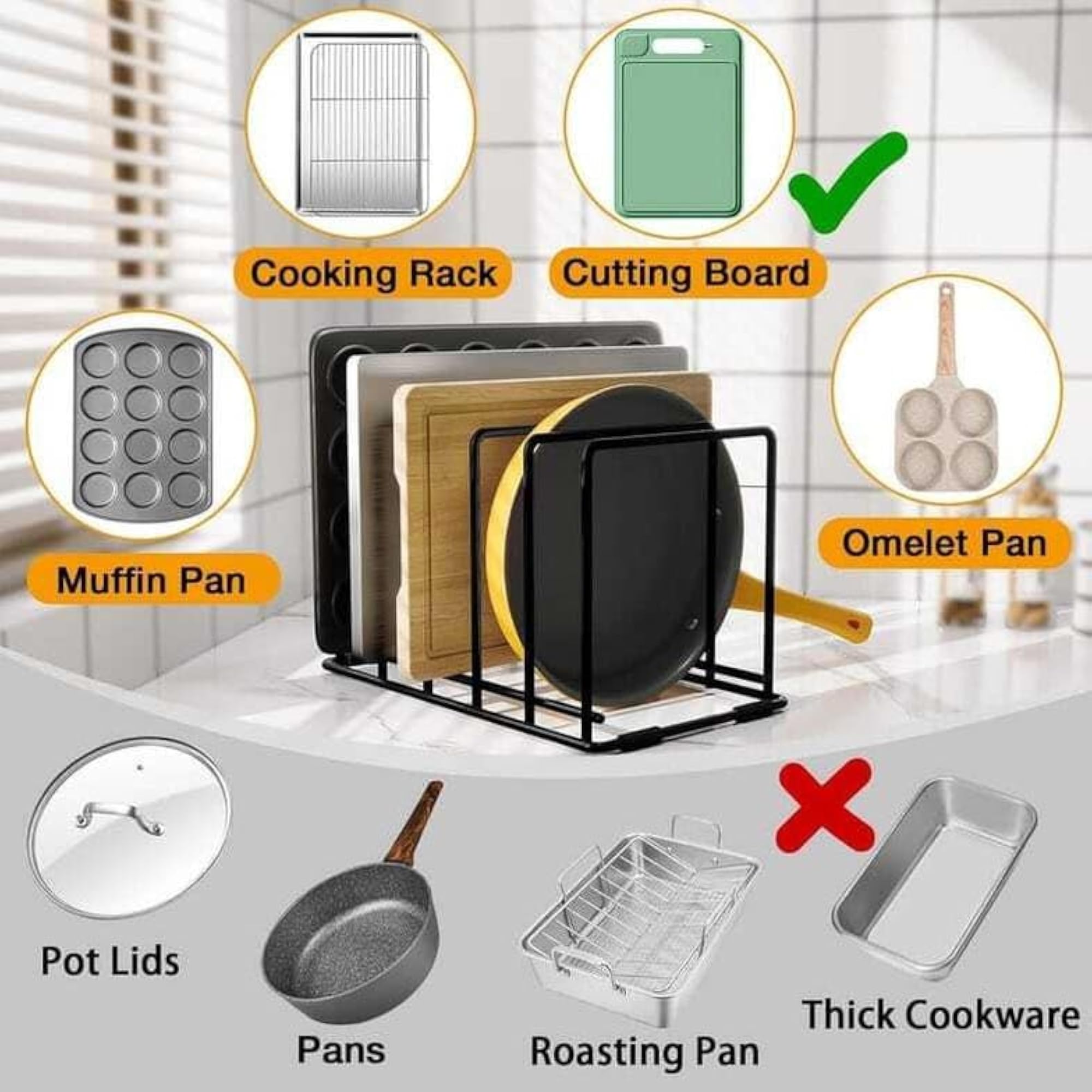 Multipurpose Metal Kitchen Rack Organizer for Trays