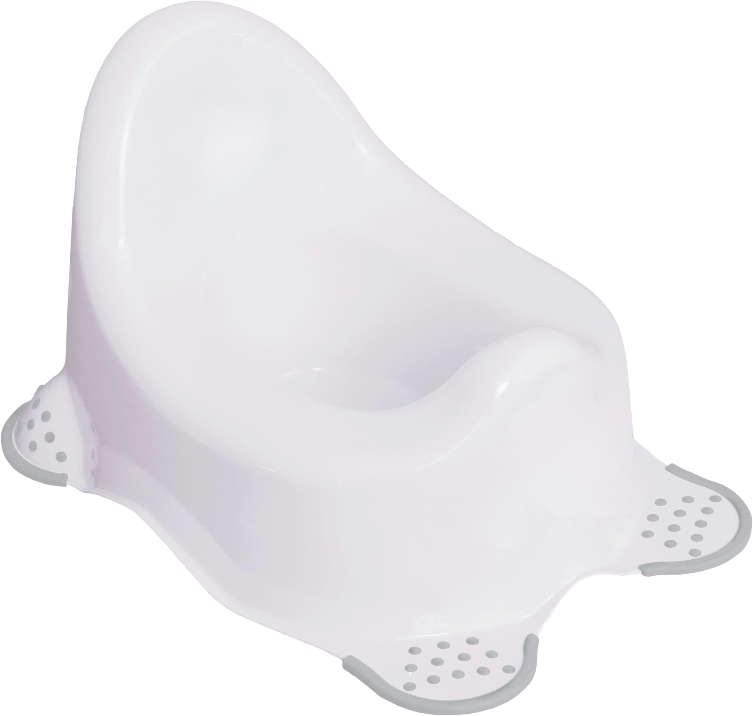 Babycurls Steady Potty with Non Slip Grip Feet - Easy to Clean Loo Training for Kids Toddlers Infants Practical Lightweight and Portable with High Back and Carry Handle (White)