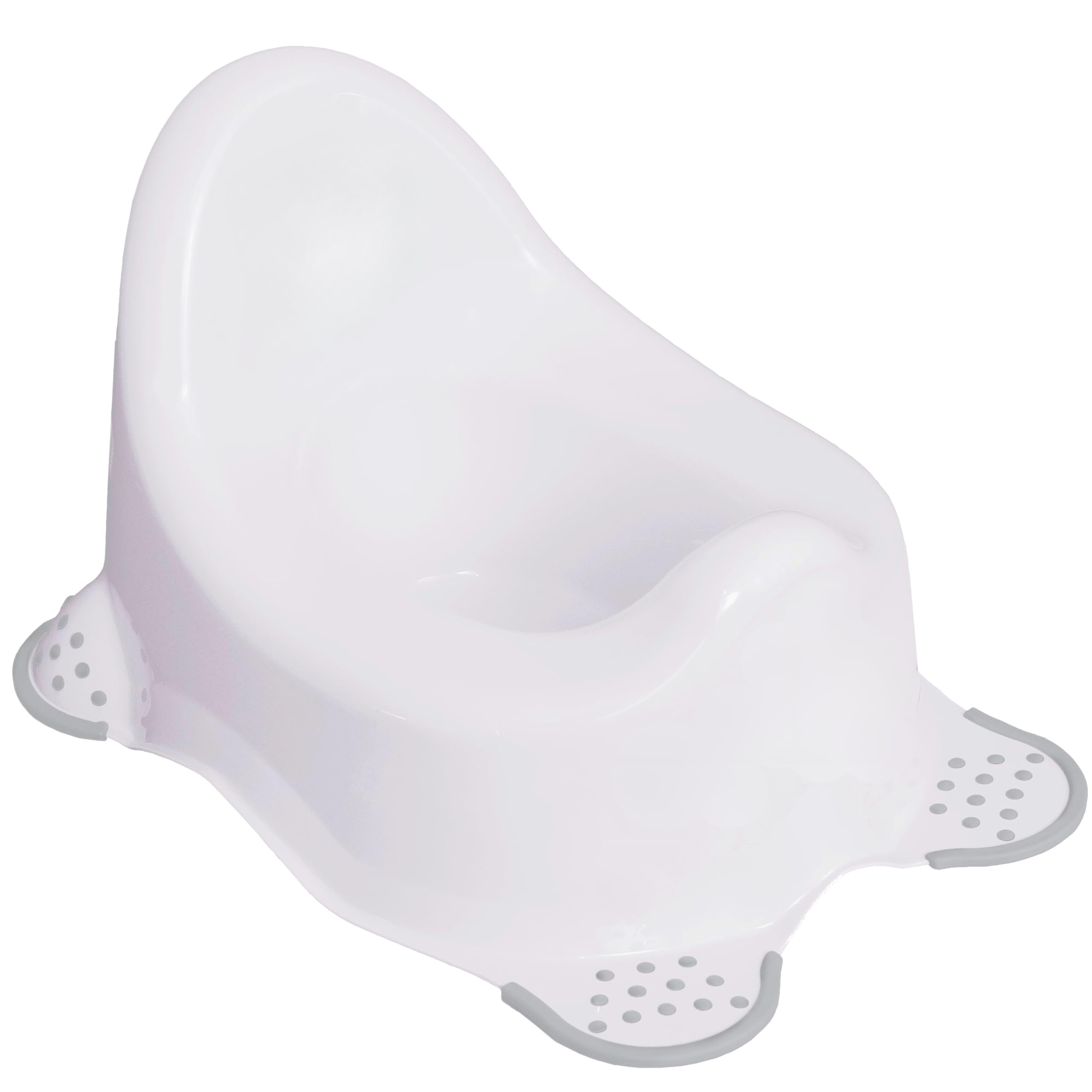 Babycurls Steady Potty with Non Slip Grip Feet - Easy to Clean Loo Training for Kids Toddlers Infants Practical Lightweight and Portable with High Back and Carry Handle (White)