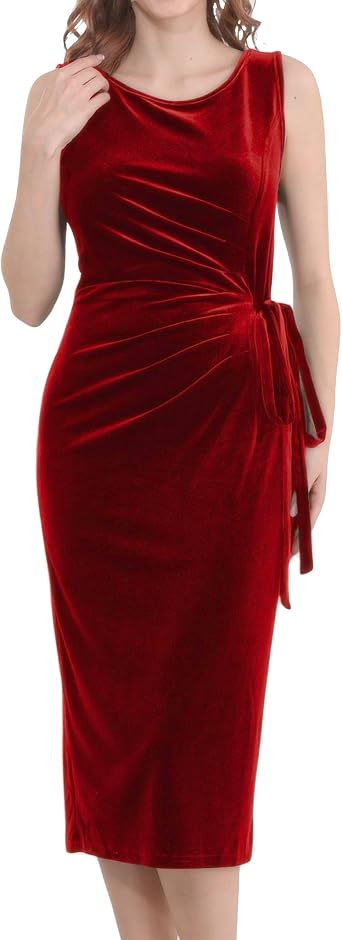 Aphratti Womens Velvet Cocktail Dress Elegant Classy Sleeveless Midi Dress for Wedding Guest Summer Fall Evening Party
