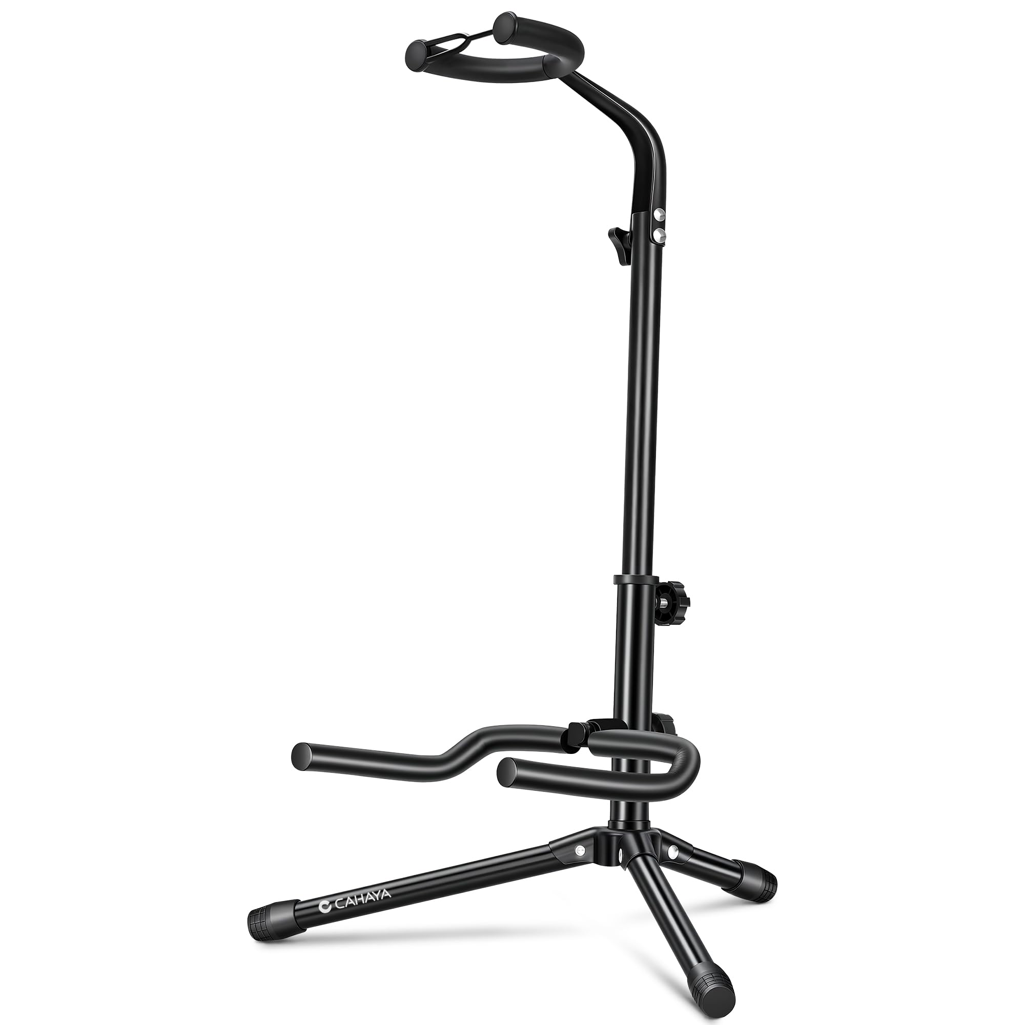 Cahaya Black Guitar Stand Floor Adjustable - Folding Universal Guitar Holder Instrument Tripod Stand Fit For Acoustic Electric Classical Guitars Bass Banjo Mandolin