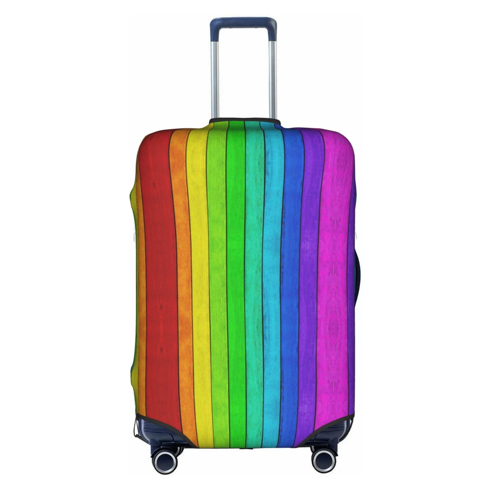 Housse de protection lavable pour valise de 18 à 32 pouces avec un motif fond en bois arc-en-ciel