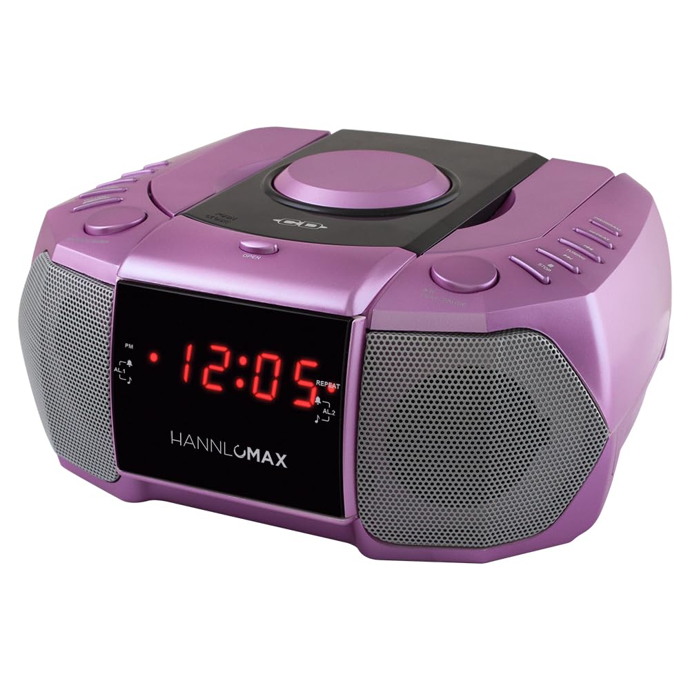 HANNLOMAX HX-334CD CD Player with PLL AM/FM Radio, Digital Clock with Dual Alarm, Red LED Display, Aux-in, AC Operation only. (Purple)-image-45