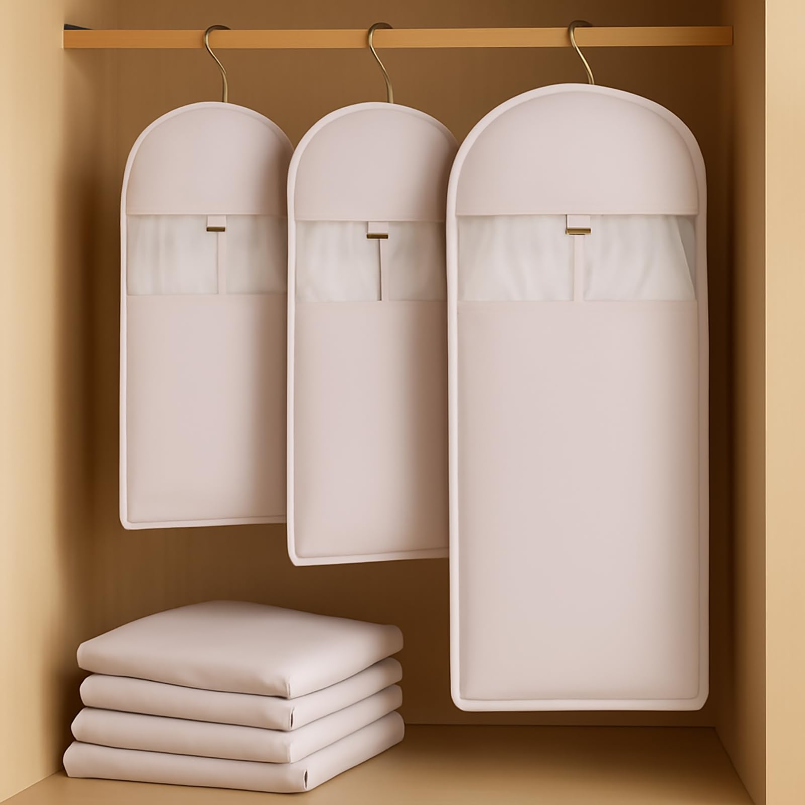 Bolsas al Vacío para Ropa con Cremallera Autocomprimible, Bolsa Colgante Antipolvo para Abrigos de Plumas, Chaquetas, Edredones y Almacenamiento en Clóset