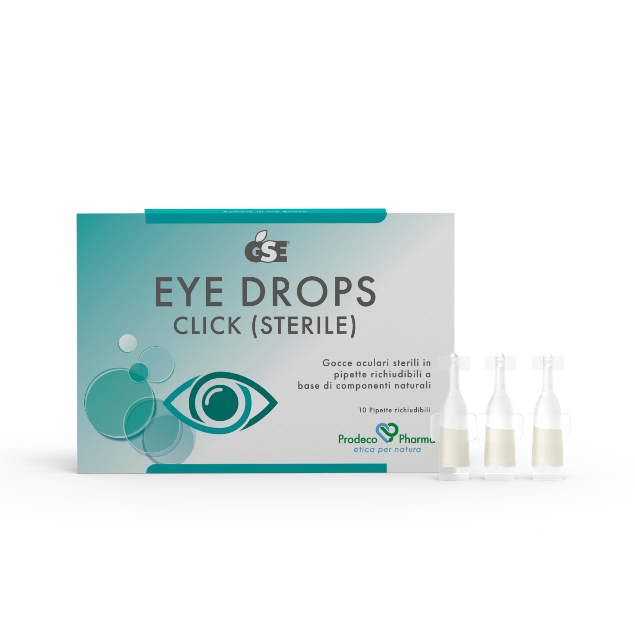 Prodeco Pharma GSE Eye Drops Click 10 Pipette Richiudibili da 0,5ml - Gocce Oculari Rinfrescanti, Idratanti, Lenitive con Azione Antimicrobica