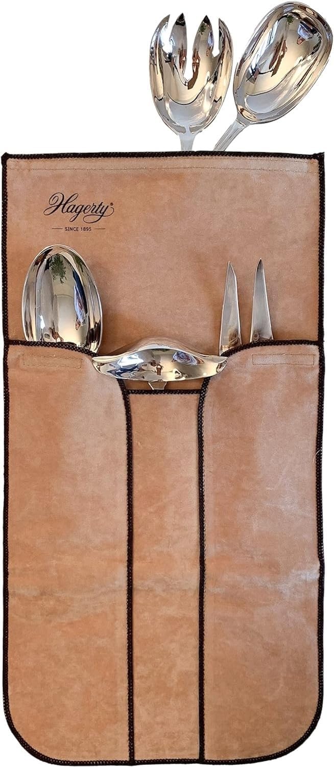 Hagerty Silver Guard Holloware Bag Tasche für Silber und Versilbertes 22 x 42 cm I Praktische Silber-Aufbewahrung Tasche mit Anlaufschutz I Imprägnierte Samt Schutzhülle für 5 Stück Service