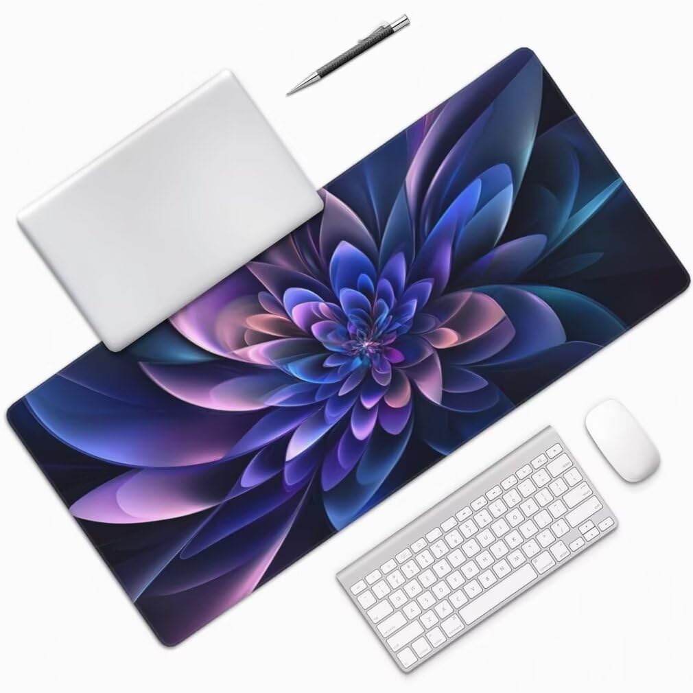 Tappetino Mouse Viola, Mouse Pad XXL 1000 x 500 x 3 mm, Fiori Tappetino Gaming Grande Sottomano Scrivania, Impermeabile Mousepad con Base in Gomma Antiscivolo per Computer, PC, Laptop -MP1597
