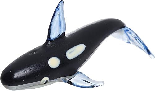 Figura de vidrio soplado hecha a mano, colección de animales, escultura de vidrio soplado, decoración del hogar con vidrio soplado (ballena