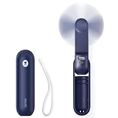 JISULIFE Portable Handheld Fan Mini Personal 3-In-1 with Power Bank Flashlight 12-19 Hrs USB Rechargeable Battery Pocket Fan