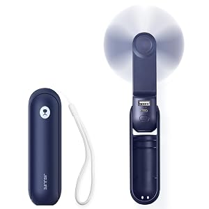 JISULIFE Portable Handheld Fan Mini Personal 3-In-1 with Power Bank Flashlight 12-19 Hrs USB Rechargeable Battery Pocket Fan