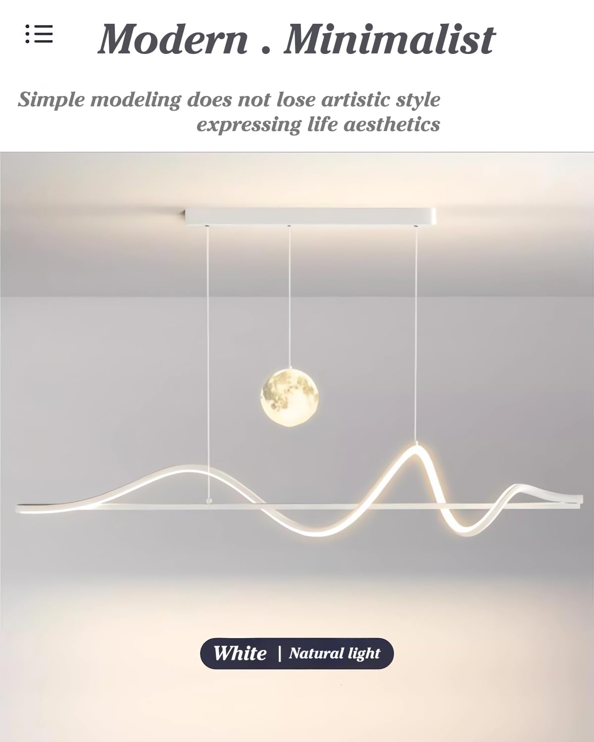 Nowoczesny żyrandol spiralny, lampy wiszące LED do kuchni,lampa wisząca liniowa z regulacją wysokości,ściemnialna lampa do jadalni z pilotem,kuchni,salonu,jadalni,sypialni (Biały, 120CM)