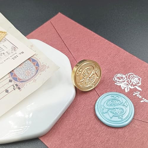 Miniatura 10 de Sello clásico de cera para sellar varios alfabetos, cabeza de latón, mango de madera, sellos para tarjetasobreregalo (sello, letra C)