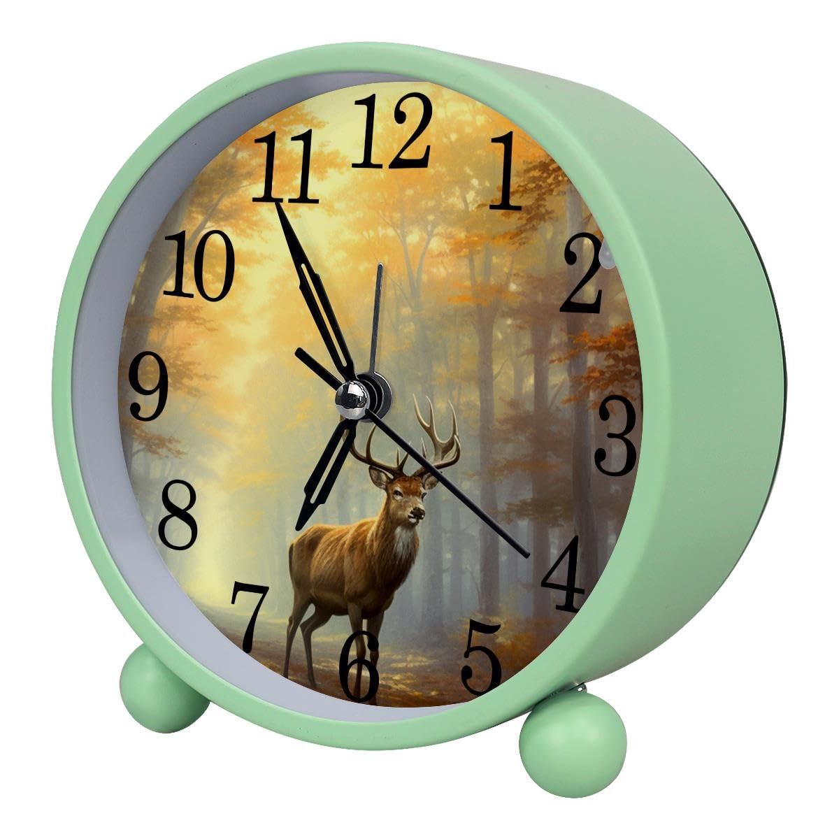 Luoweisi Alarm Clock Forest Deer, Silent Non-Ticking with Night Light