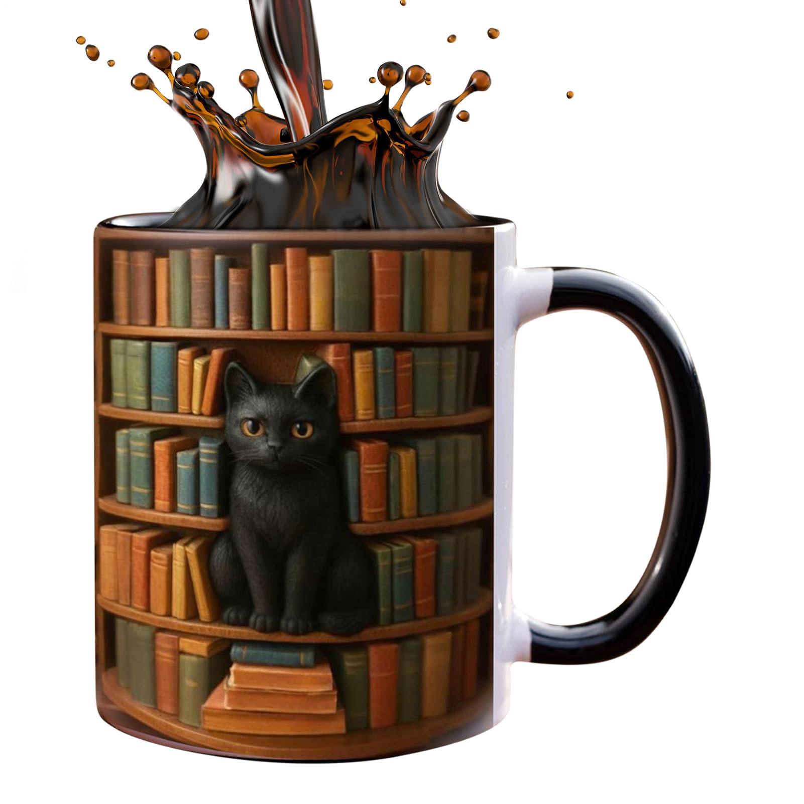 Taza de café con gatos ideal para leer en la oficina y casa