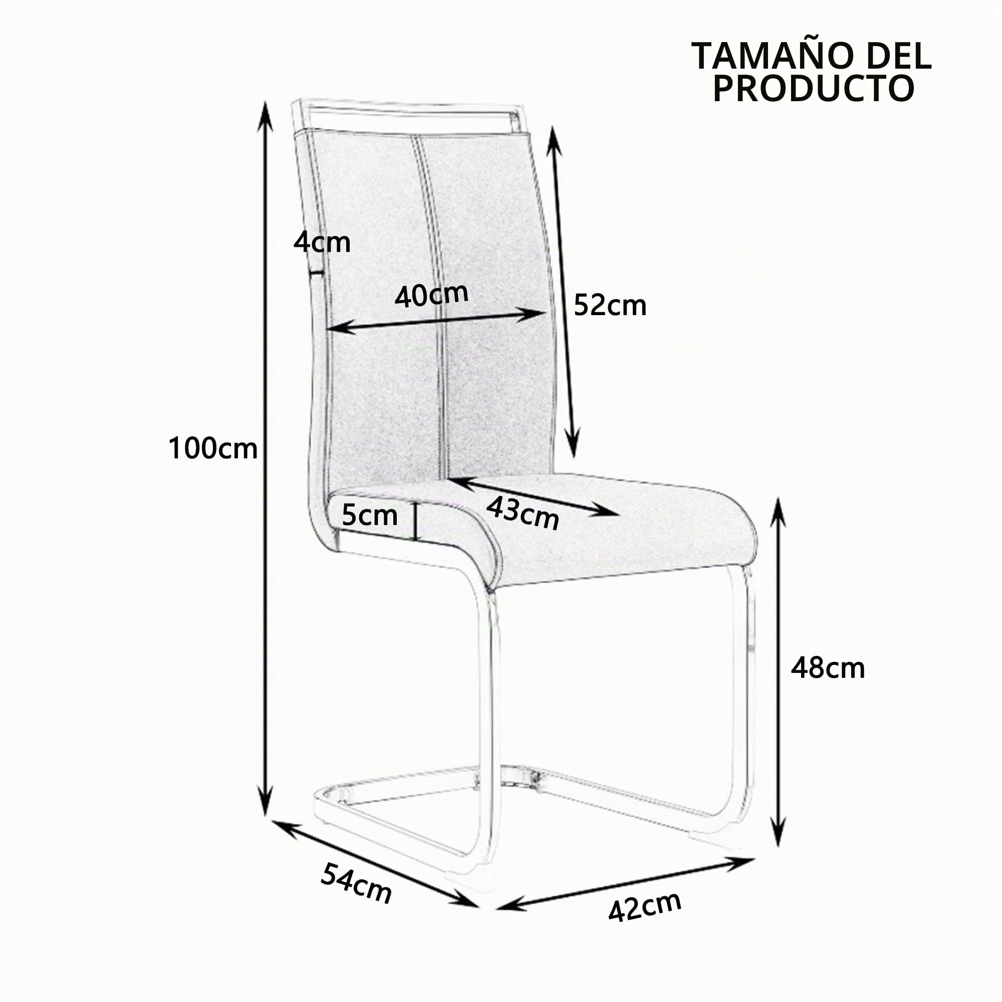 Merax Juego de 4 sillas de Comedor con Piel sintética de Poliuretano y Respaldo Alto, Estructura de Metal Cromado, Silla de Cocina Moderna, Silla tapizada para salón, Sala de conferencias, Gris