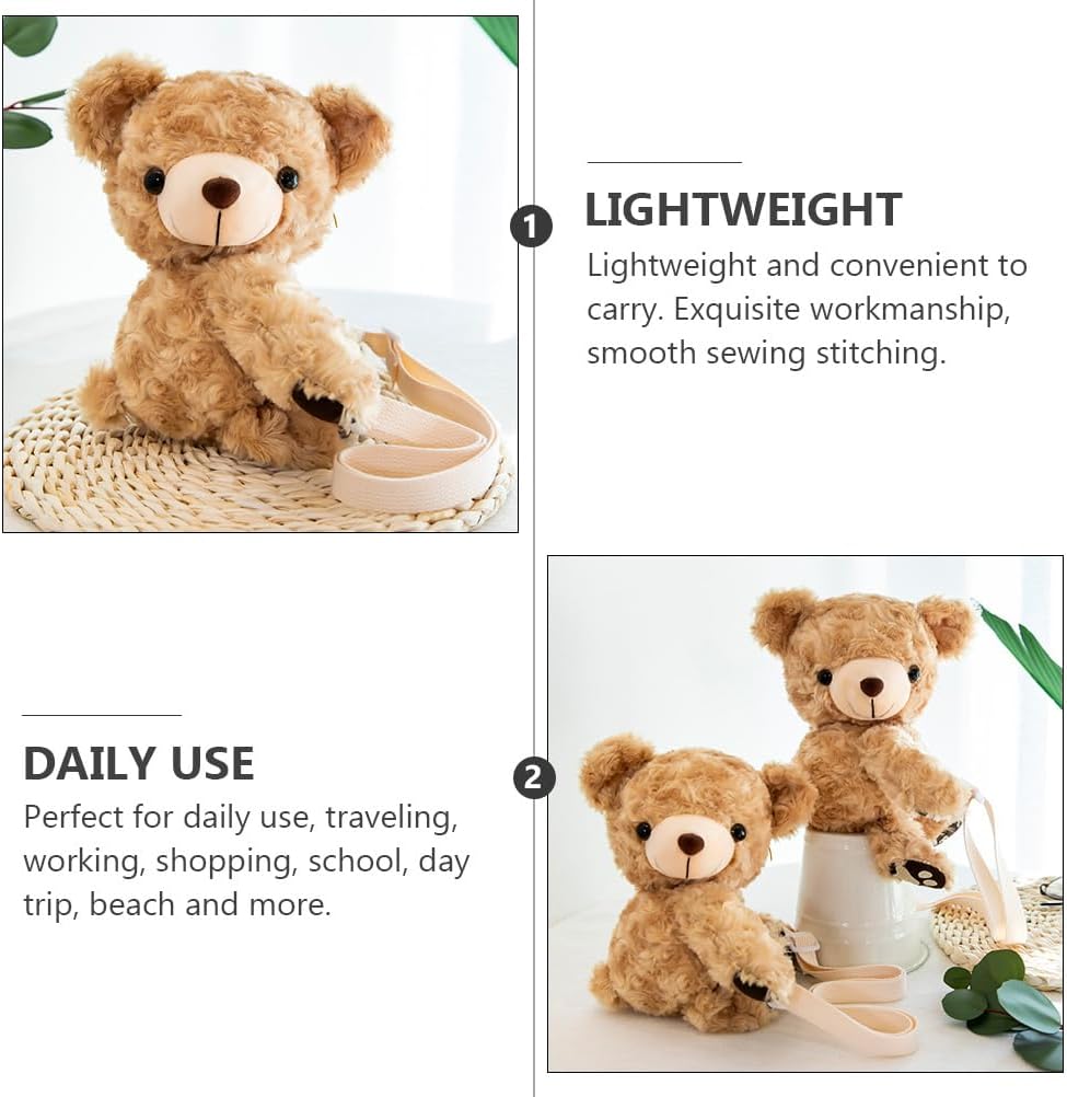 VALICLUD Bear Crossbody Bag Cute Plush Bear Purse for Girls Lightweight Single Shoulder Messenger Bag 10.6 Inch - Image 4