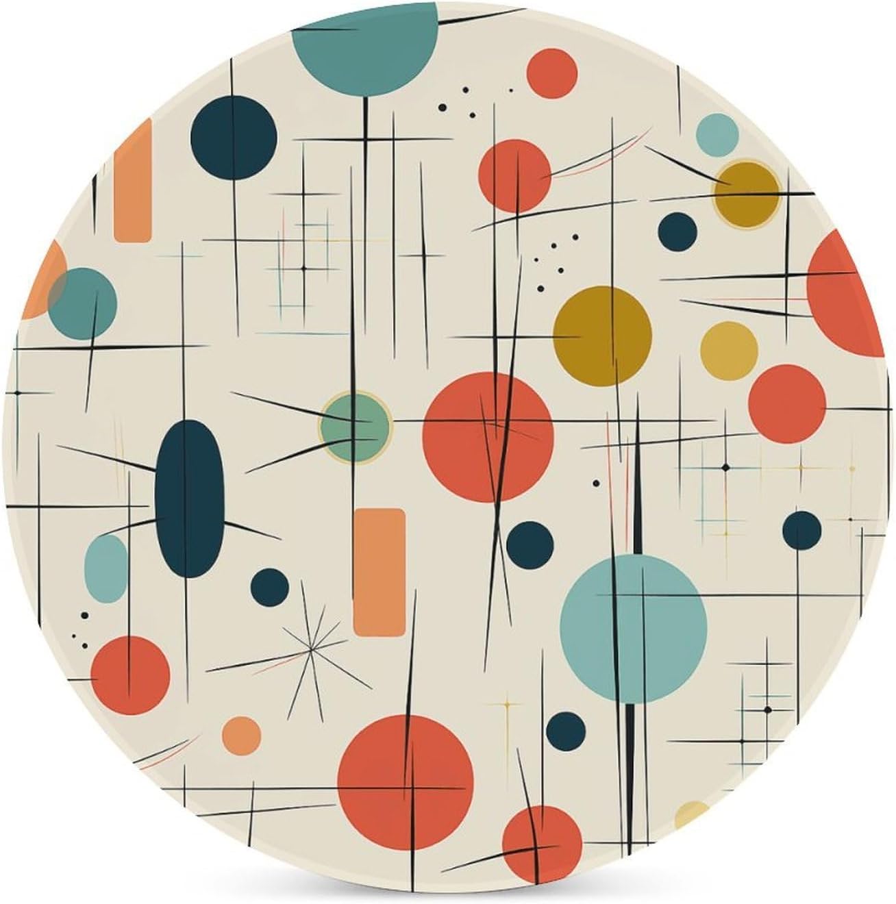 Modern Mid Century Coaster with Cork Base Drink Coasters for Coffee Table Decor Modern Cup Coasters with Non-Slip & Heat-Resistant Cute Ceramic Table Coaster for Home Dining