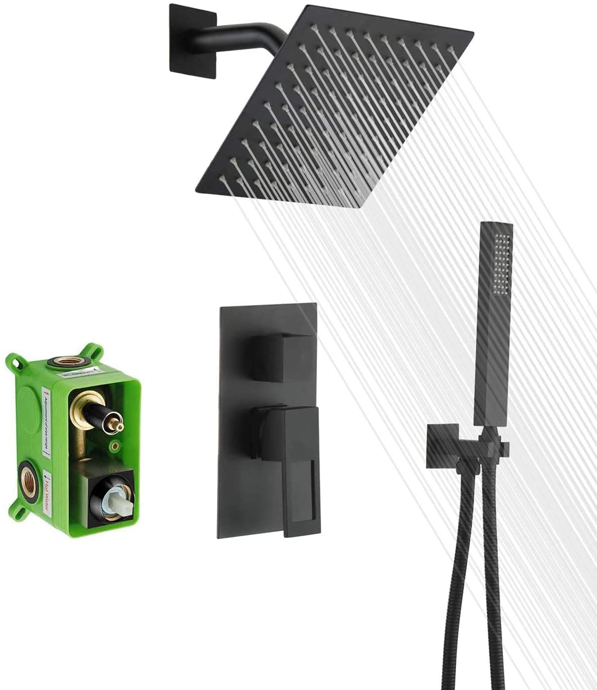 Sistema doccia nero S3218DI + rubinetto per lavabo a parete S1400DI