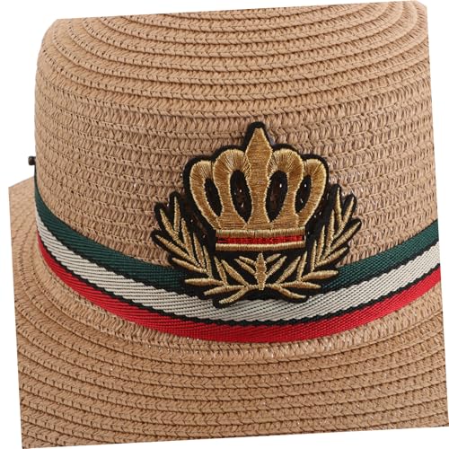 BESTYASH Beach Hat Breathable Straw Sun Protection Wide Brim Cap for Boys for Spring Summer Autumn Outdoor Activities Khaki3