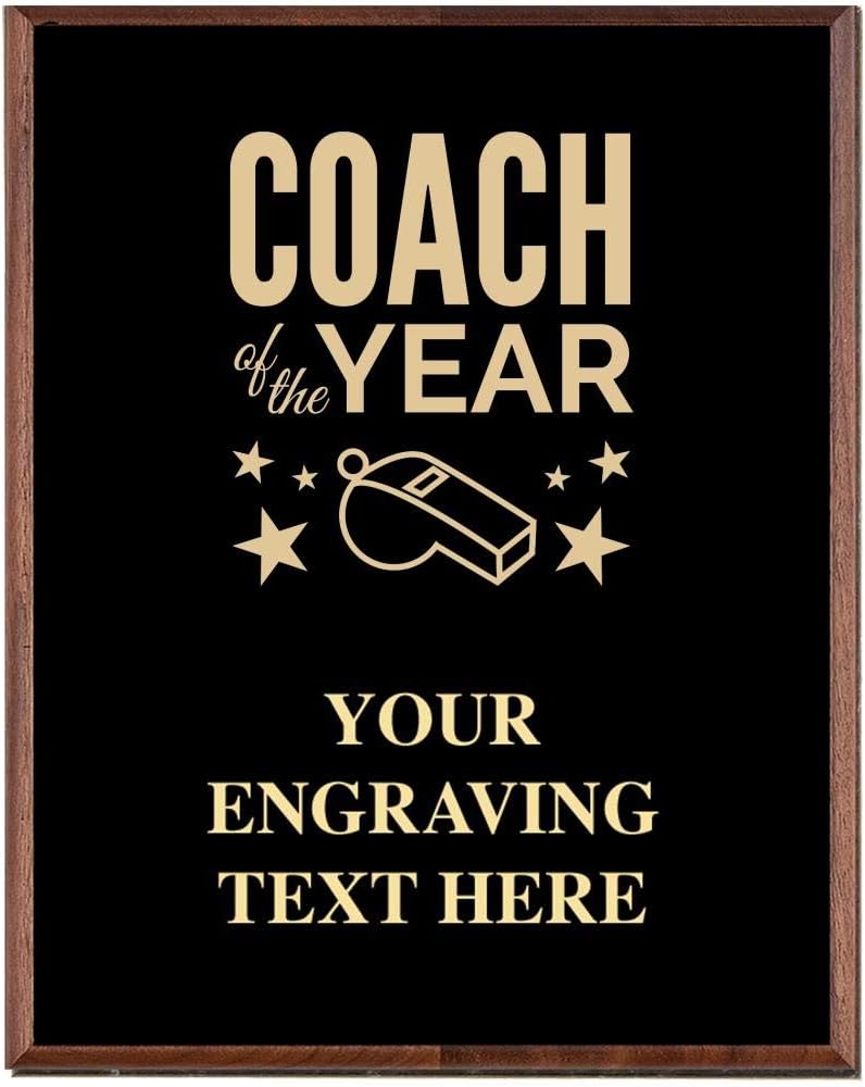 Crown Awards Coach of The Year Plaques, Custom Engraved Coach of The Year Trophy Plaque Award, Great Customizable Coaching Gift Prime