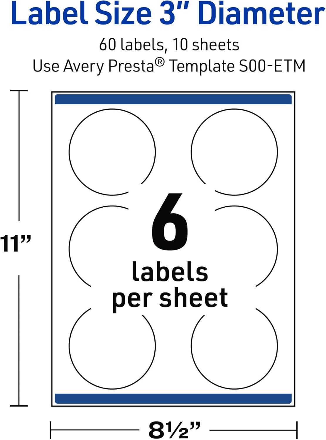 Avery Printable Round Labels with Sure Feed Technology, Pre-Printed Black Border with Gold Pattern, Glossy White, 3" Diameter, Laser & Inkjet Compatible, 60 Total