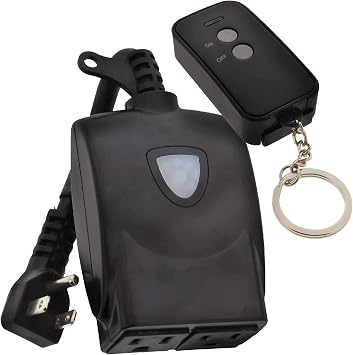 Westek Outdoor Remote Control Outlet Switch Kit with Wireless Receiver RFK326LC , Black