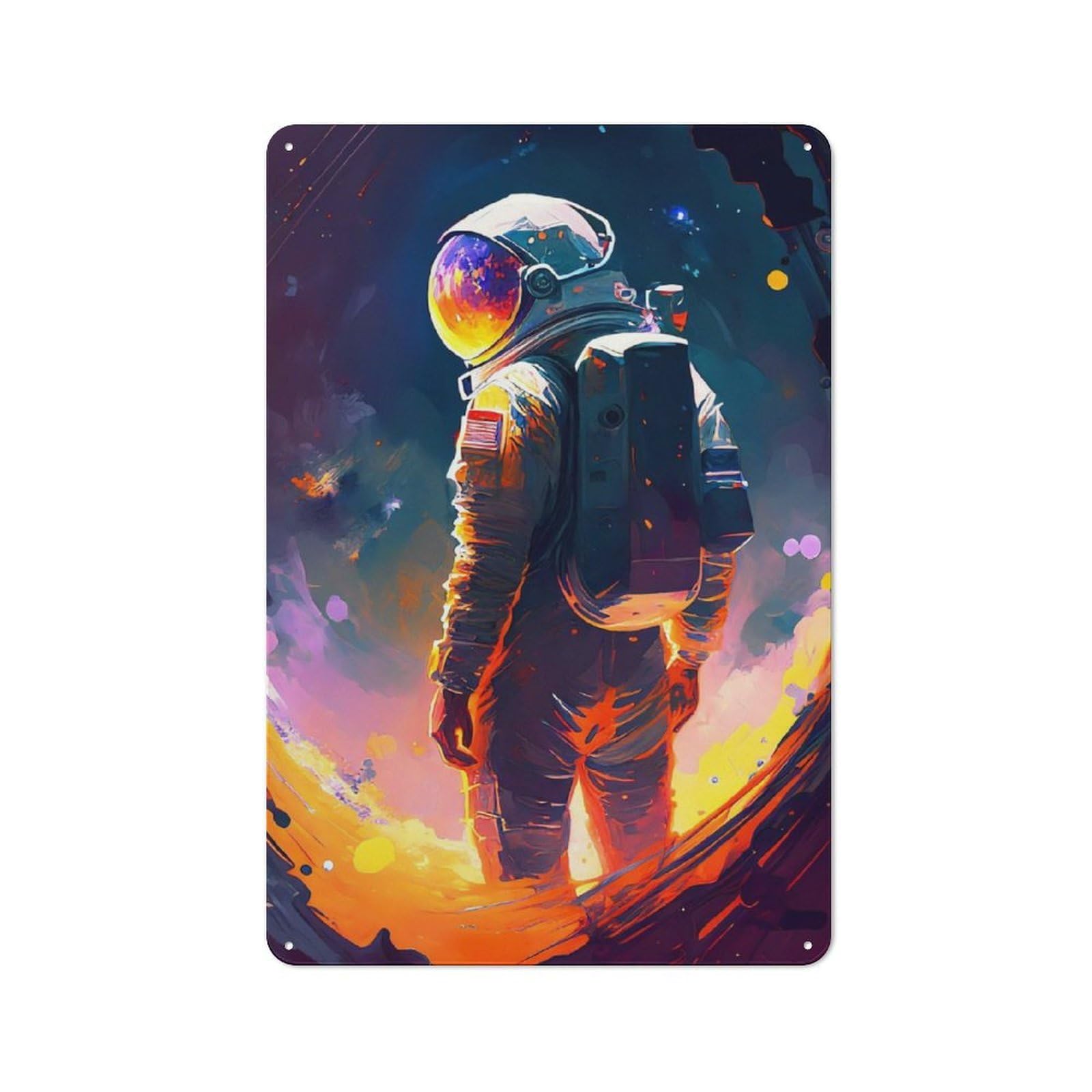 Junmoney Astronaut Printed Metal Sign 30X20cm For Pub Or Café, With Clear Industrial Wall Decor Character