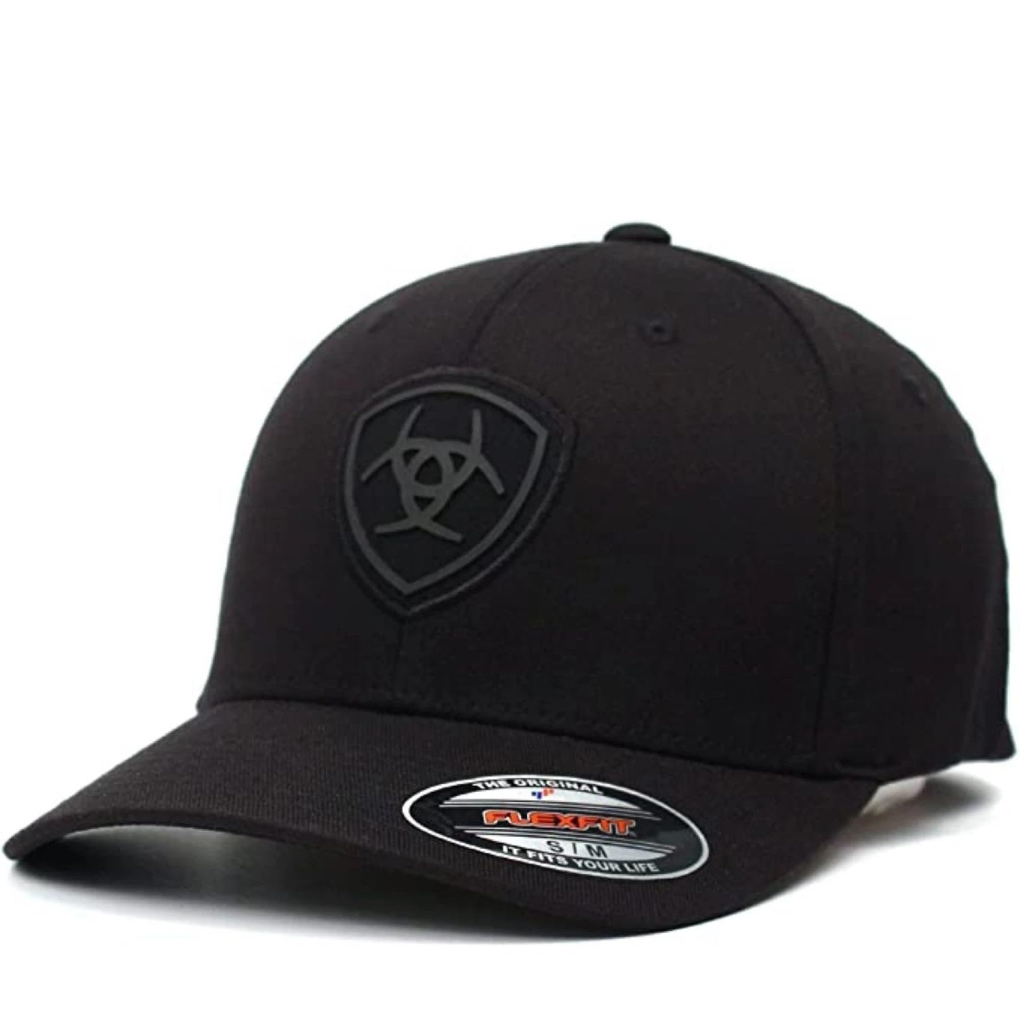 Ariat Men's Black Flexfit Shield Logo Cap, Small-Medium,