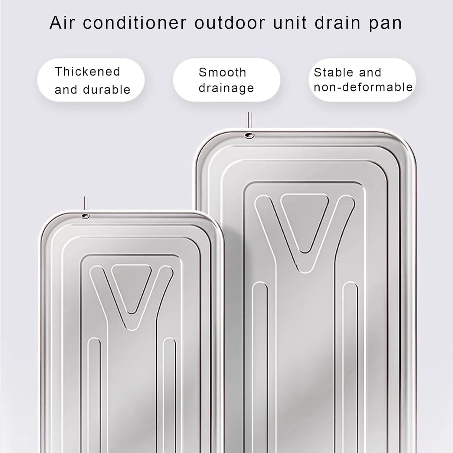 Stainless Steel Condensate Drain Pan with 2m Drain Pipe - Drip Tray for Air Conditioner Drain Kit, Suitable for Window and Split AC Heat Pumps (93 x 44cm)