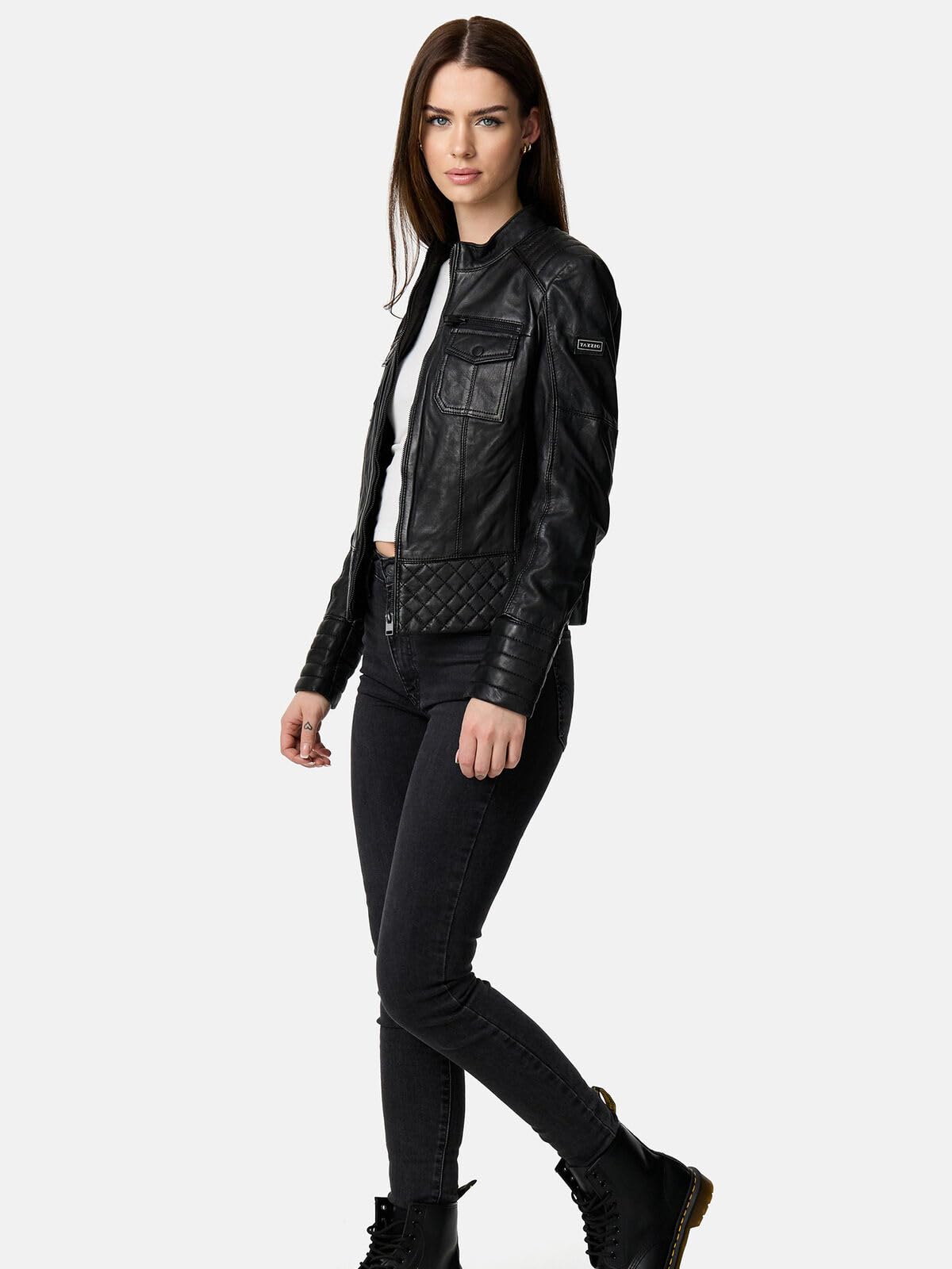 Tazzio Lederjacke Damen Leder Jacke Echtleder Biker Look F524