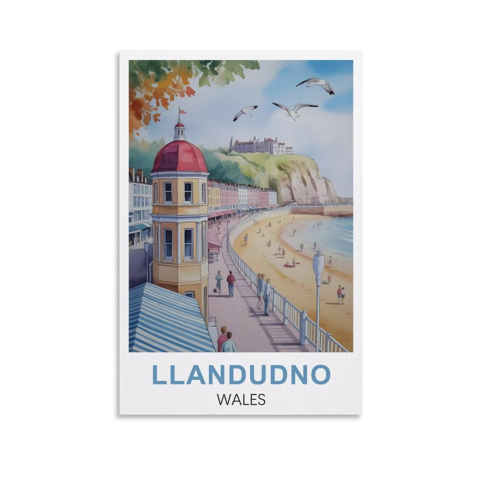 Ezmlfa S284 Diy Diamond Painting,Llandudno Wales 5D Diamond Art Diy Cross Stitch Crystal Rhinestone Embroidery Pictures Craft For Home Wall 30X40cm