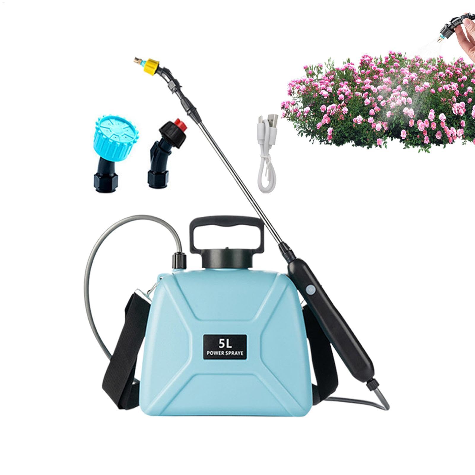 Elektrisches Sprühgerät 3 Düsen Bewässerungswerkzeug | 5L Rasensprüher Mit Schultergurt Teleskopstab Für Boden, Pool, Pflanzenpflege, Fenster, , Rasen, Garten Und Outdoor