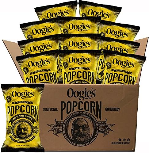 Oogie’s Gourmet Popcorn Movie Time Butter Flavor - Individual Buttery Popcorn Bags for Movie Night & Party Servings - Gluten-free Buttered Snack - All Natural Theater Snacks - 4.25 Oz Bag (Pack of 12)