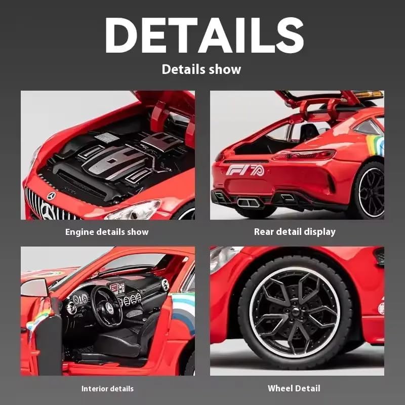 Image of Exclusive Alloy Metal Pull Back Die-Cast Car Diecast Metal Pullback Toy Car with Openable 6 Doors,Light Music Boys Gifts Toys (1:24 Marcedes Safety Car F1-Red Color)