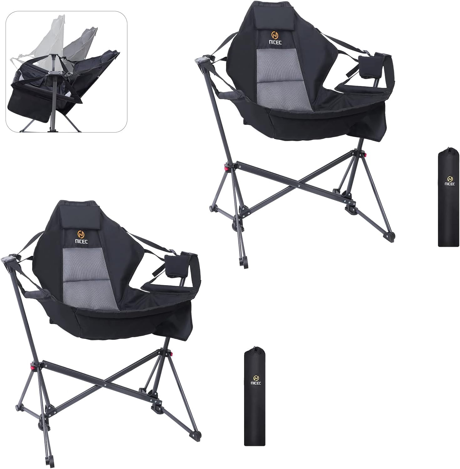 Nice C 2 Pack Hammock Camping Chair + High Back Beach Chair with Cooler