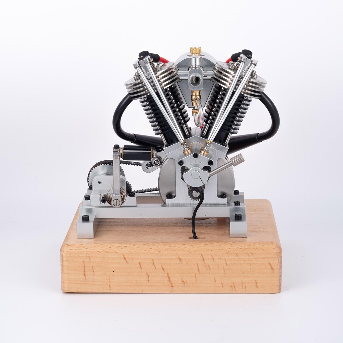 Aetheria Mini V2 Engine for Motorcycle, V-Twin 4-Stroke Engine - Educational Science Hoglet, Adults - RTR/Silver