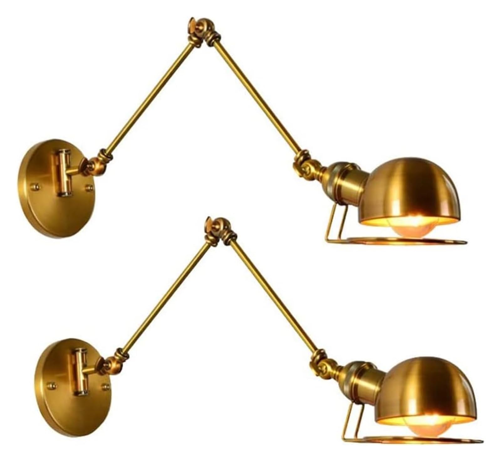 Ksowjdk Lámpara de pared Paquete de 2 brazos oscilantes ajustables YBright, apliques de pared con brazo extensible, para estudio en interiores, sala de estar, lectura, dormitorio, mesita de noche, e