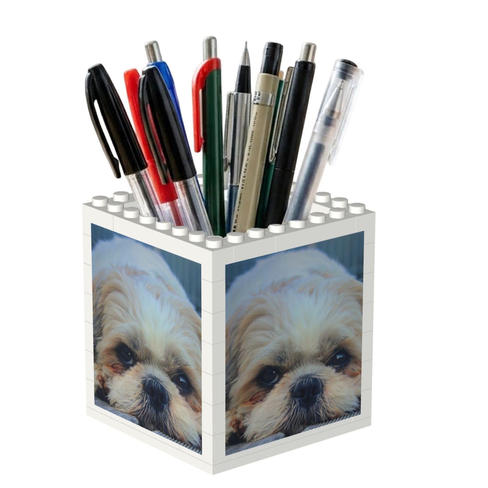 Poadnly Shih Tzu Dog, Pen Pot Pencil Holder for Office Home School, Compact Desk Organiser for Office Stationery