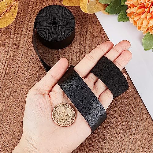 GORGECRAFT 79" x 1" Matte Black Faux Grain Buffalo Leather Strips 1.2mm Thick Flat Leather Strap Single Sided Leather Roll Synthetic Leather Cord for Jewelry Bracelets Necklace Hatbands Pet Collars - Image 3