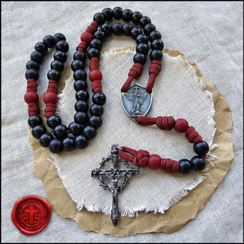Catholic Spiritual Paracord Rosary with Shield Medal - Handmade in the USA4