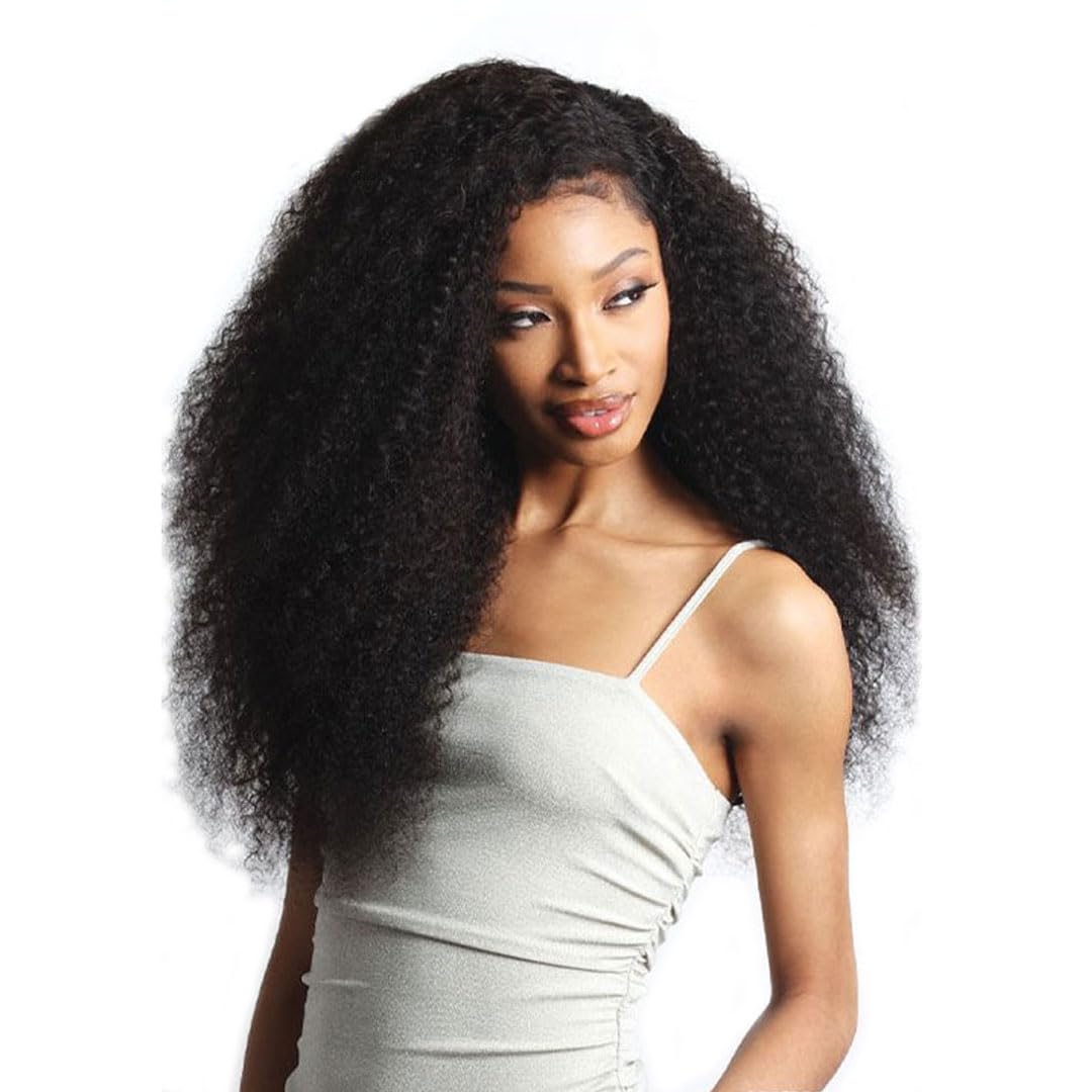 Shake-N-Go Virgin Remy Hair Weave Glossy 3 Bundles Wet & Wavy Bohemian Curl 18"20"22" (NATURAL BLACK)
