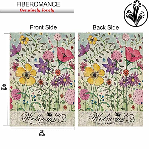 Fiberomance Spring Summer Floral House Flag 28 X 40 Inch Watercolor Flowers Double Sided Outdoor Decoration #TOP5