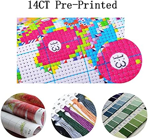 Miniatura 3 de Joy Sunday Kits de punto de cruz de costura, 14 quilates, estampado de gama completa de bordado para principiantes, patrón preimpreso, montaña de