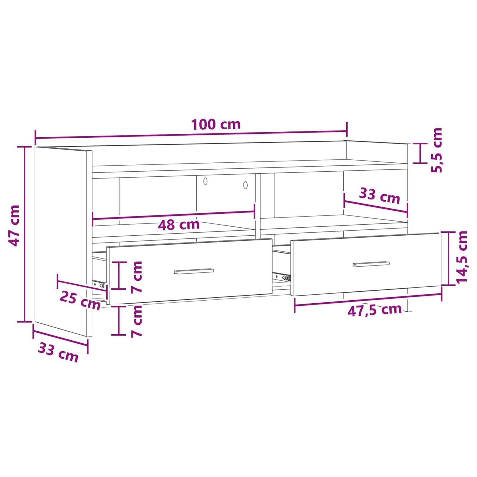 Gecheer TV-Schränk 100 x 33 x 47 cm Altholz Holzwerkstoff, Moderne TV Lowboard Fernsehschrank für Home-Cinema Gamerzimmer Wohnungen Büro8011161